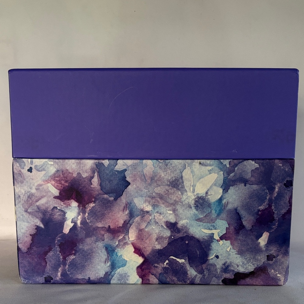 PURPLE & FLORAL BOX CARDS ORGANIZER - Picture 1 of 12